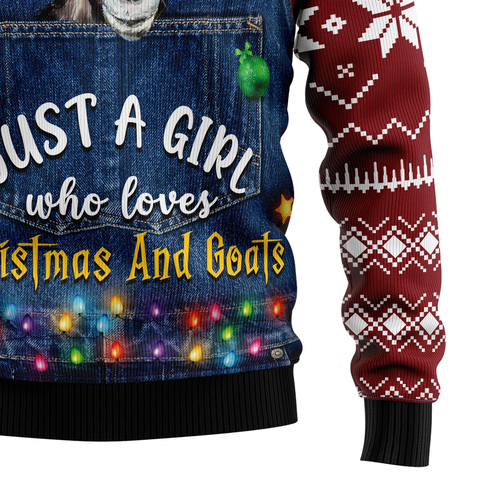 Just A Girl Who Loves Christmas And Goats - Funny Ugly Christmas Sweater - Image 4