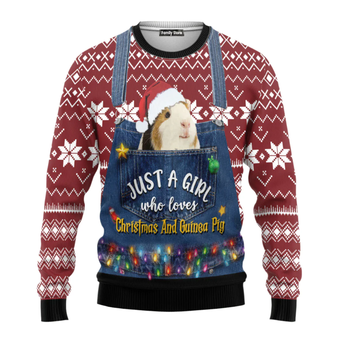Just A Girl Who Loves Christmas And Guinea Pig - Funny Ugly Sweatshirt