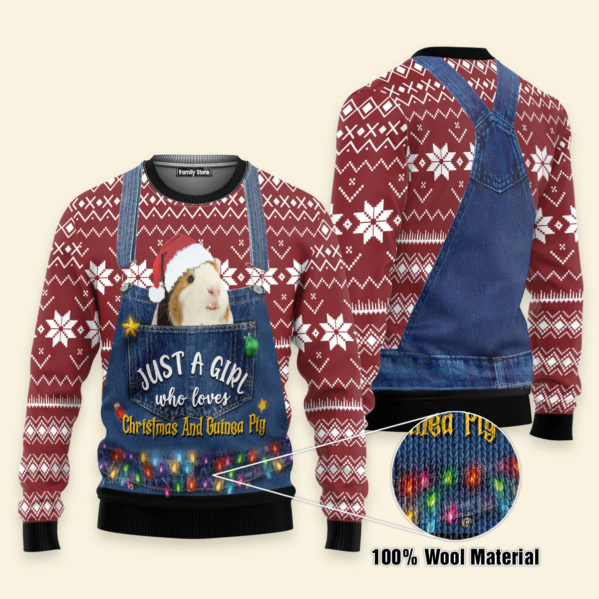 Just A Girl Who Loves Christmas And Guinea Pig - Funny Ugly Sweatshirt - Image 3