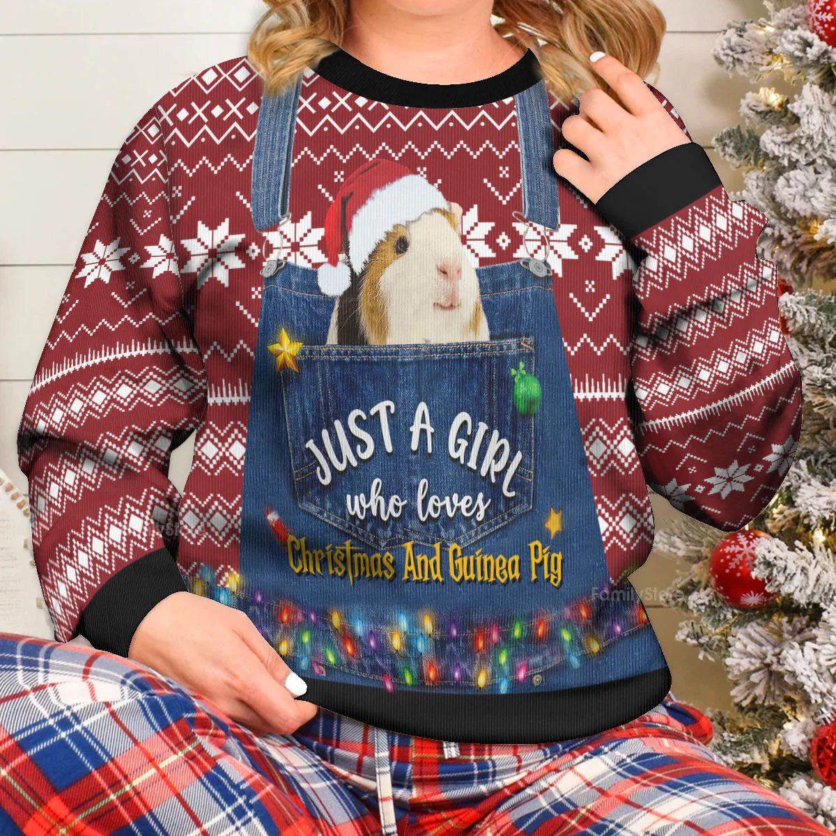 Just A Girl Who Loves Christmas And Guinea Pig - Funny Ugly Sweatshirt - Image 4