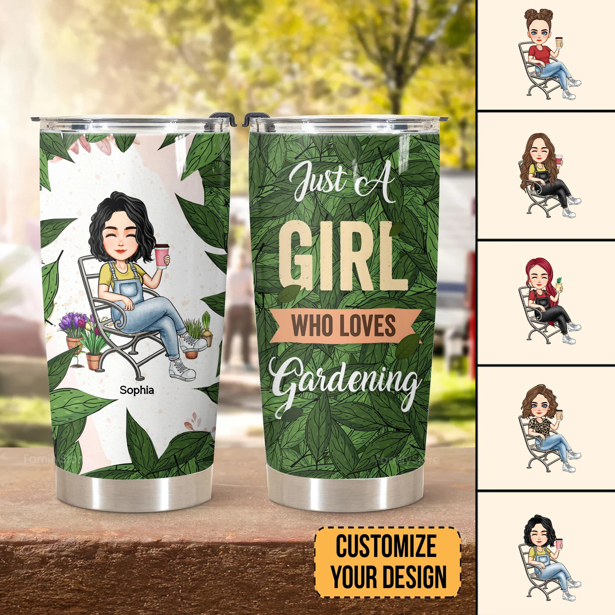 Just A Girl Who Loves Gardening Green Leaves Pattern - Personalized Stainless Steel Tumbler - Gift For Mom, Mother's Day, Gardening Lovers | GR21 NA94 - Image 4