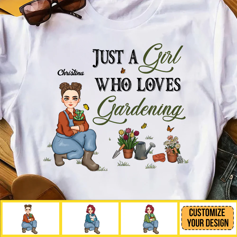 Just A Girl Who Loves Gardening - Personalized Shirt - Gift For Mom, Grandma, Bestie, Sister, Plant Lovers | GR17 NA94 - Image 3