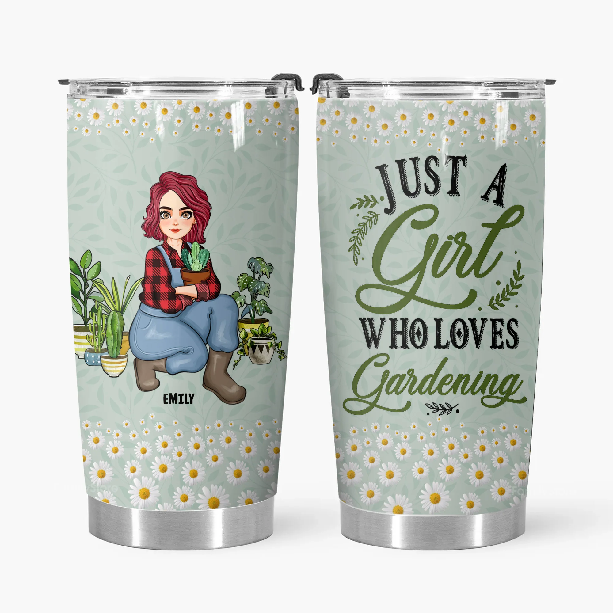 Just A Girl Who Loves Gardening - Personalized Stainless Steel Tumbler - Gift For Mom, Grandma, Mothers Day, Plant Lovers | GR17 NA94