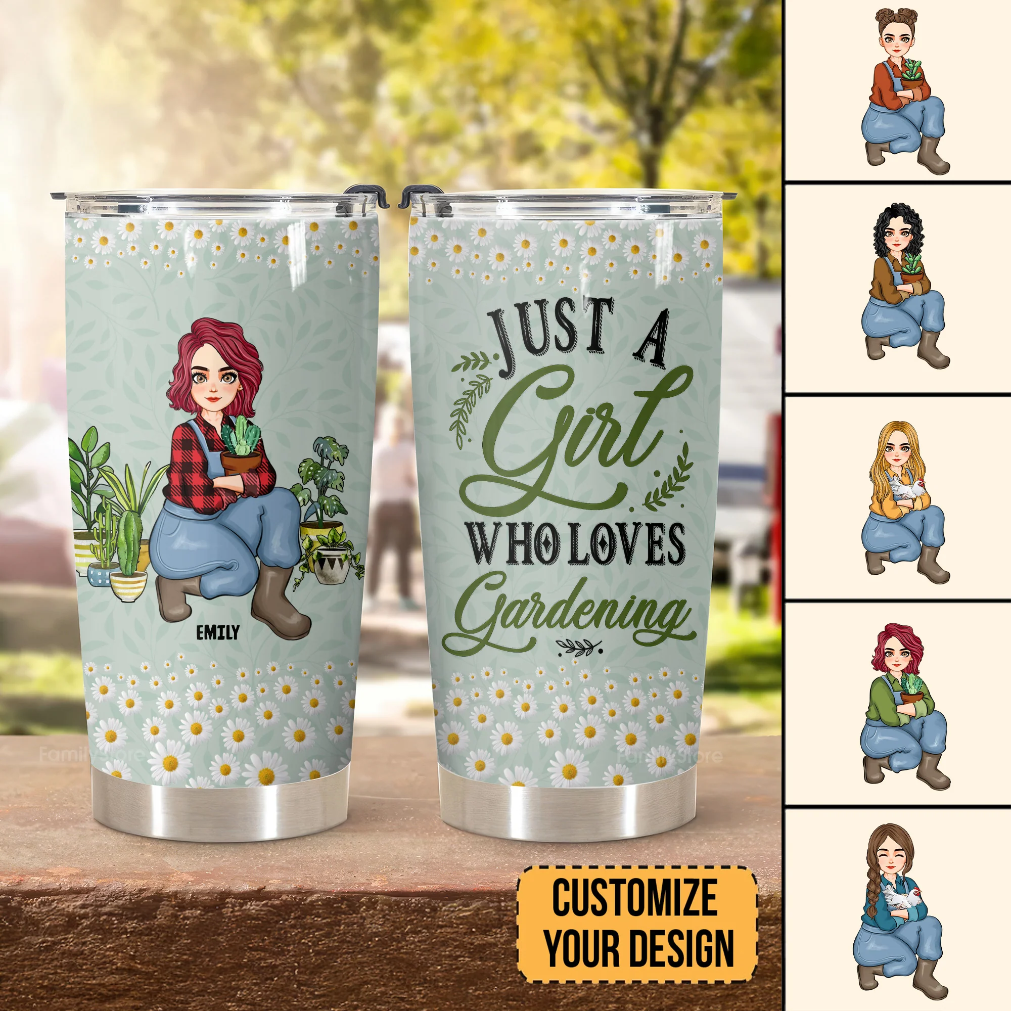 Just A Girl Who Loves Gardening - Personalized Stainless Steel Tumbler - Gift For Mom, Grandma, Mothers Day, Plant Lovers | GR17 NA94 - Image 4