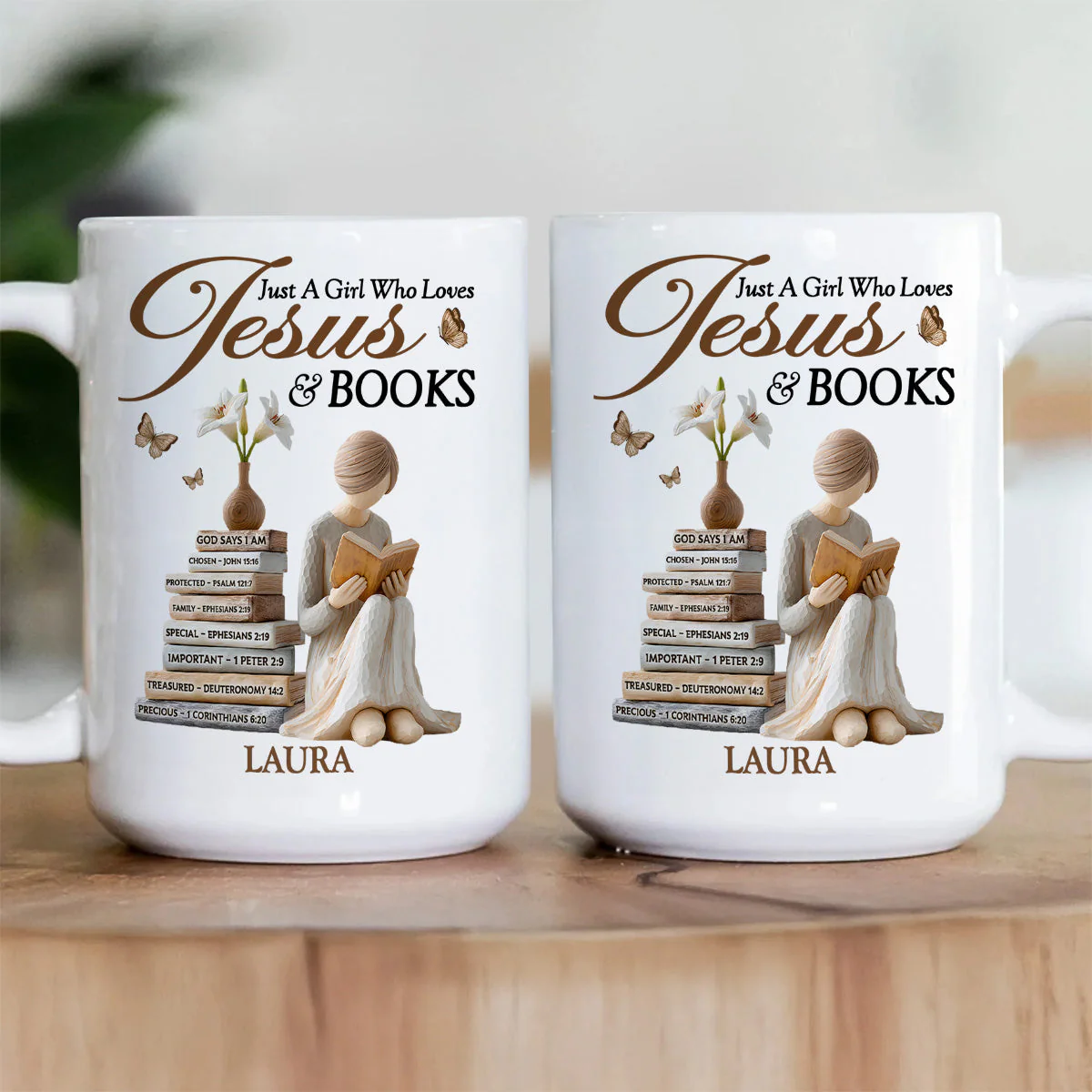 Just A Girl Who Loves Jesus And Books - Personalized Ceramic Coffee Mug - Christian Gift For Her BA01 - Image 3
