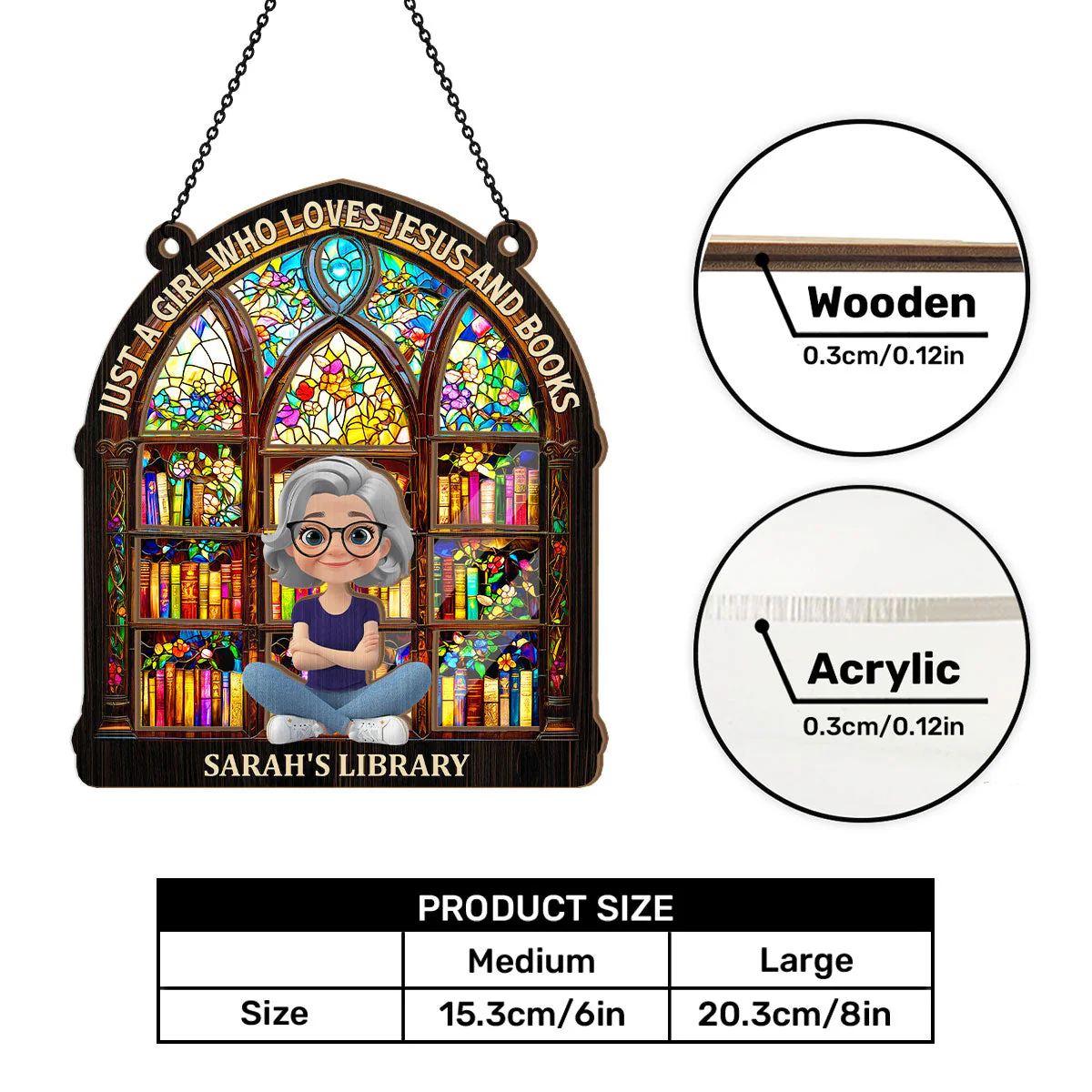 Just A Girl Who Loves Jesus And Books - Personalized Window Hanging Suncatcher | CLB2 - Image 7