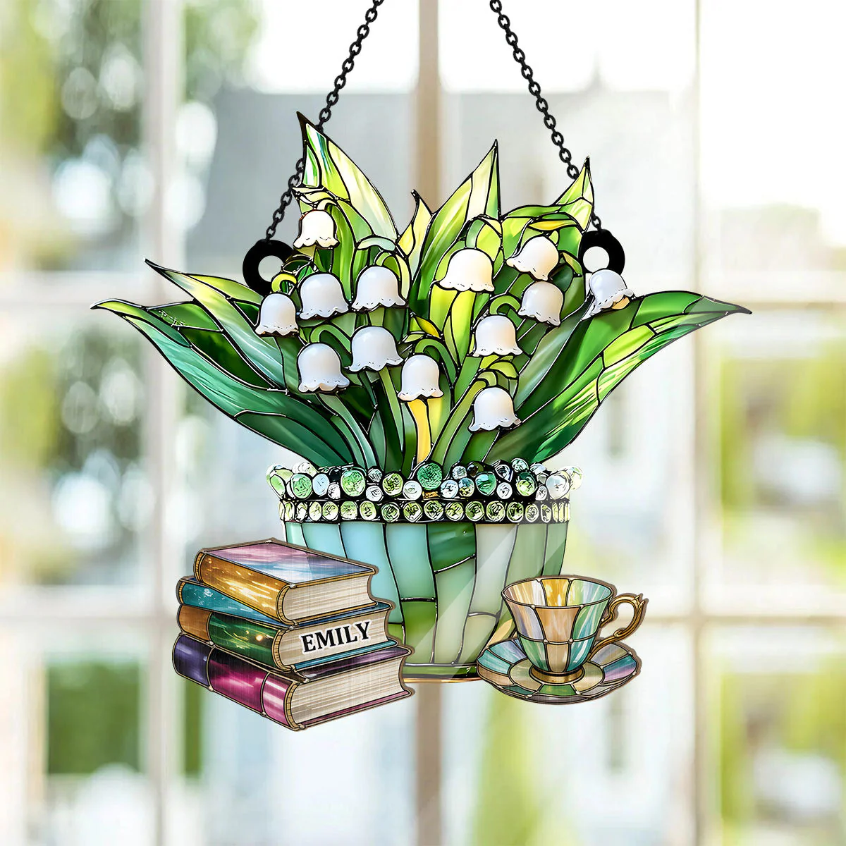 Just A Girl Who Loves Lilies and Books - Personalized Window Hanging Suncatcher