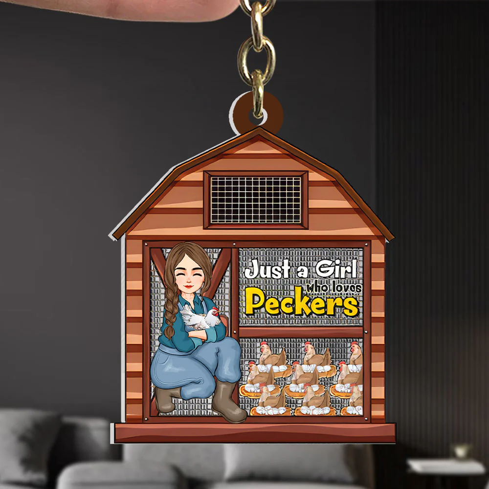 Just A Girl Who Loves Peckers - Personalized Keychain - Gifts For Farmer | GR17 NH96 - Image 3