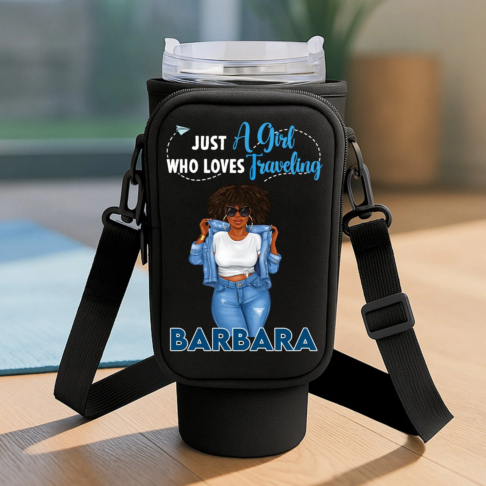 Just A Girl Who Loves Traveling - Personalized Tumbler Holder Bag - Birthday Gift For Her, Vacation Lovers | GR3 - Image 2