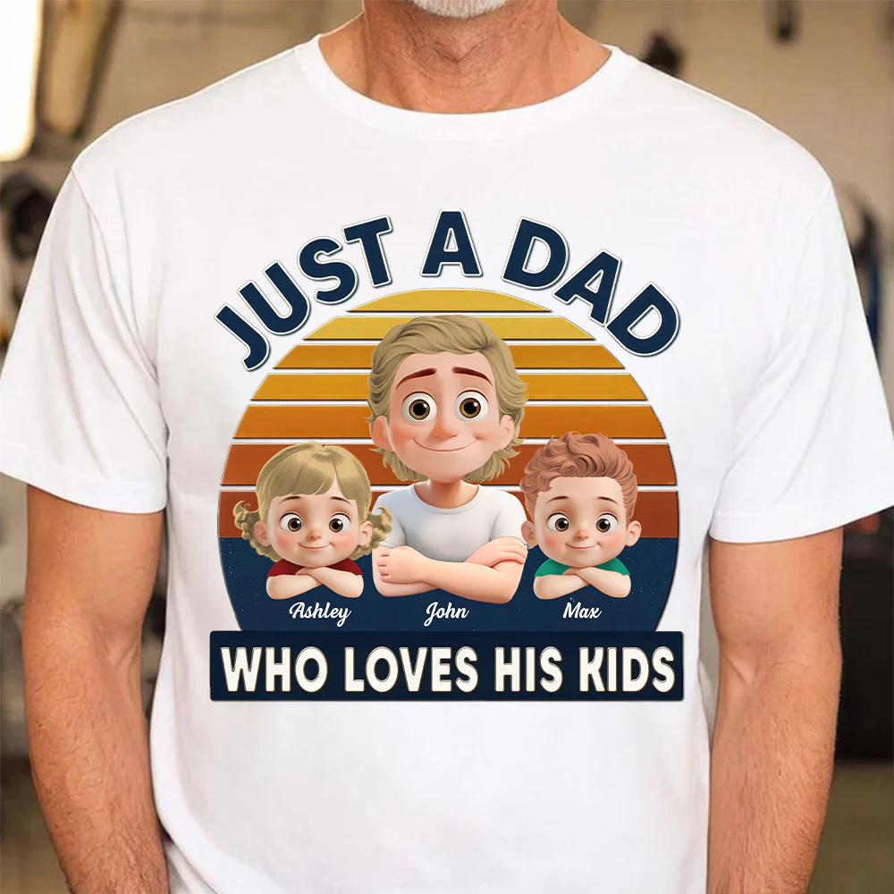 Just A Guy, Totally Owned By His Kids - Personalized Shirt - Gift For Dad, Grandpa, Father's Day | GR26 NA94