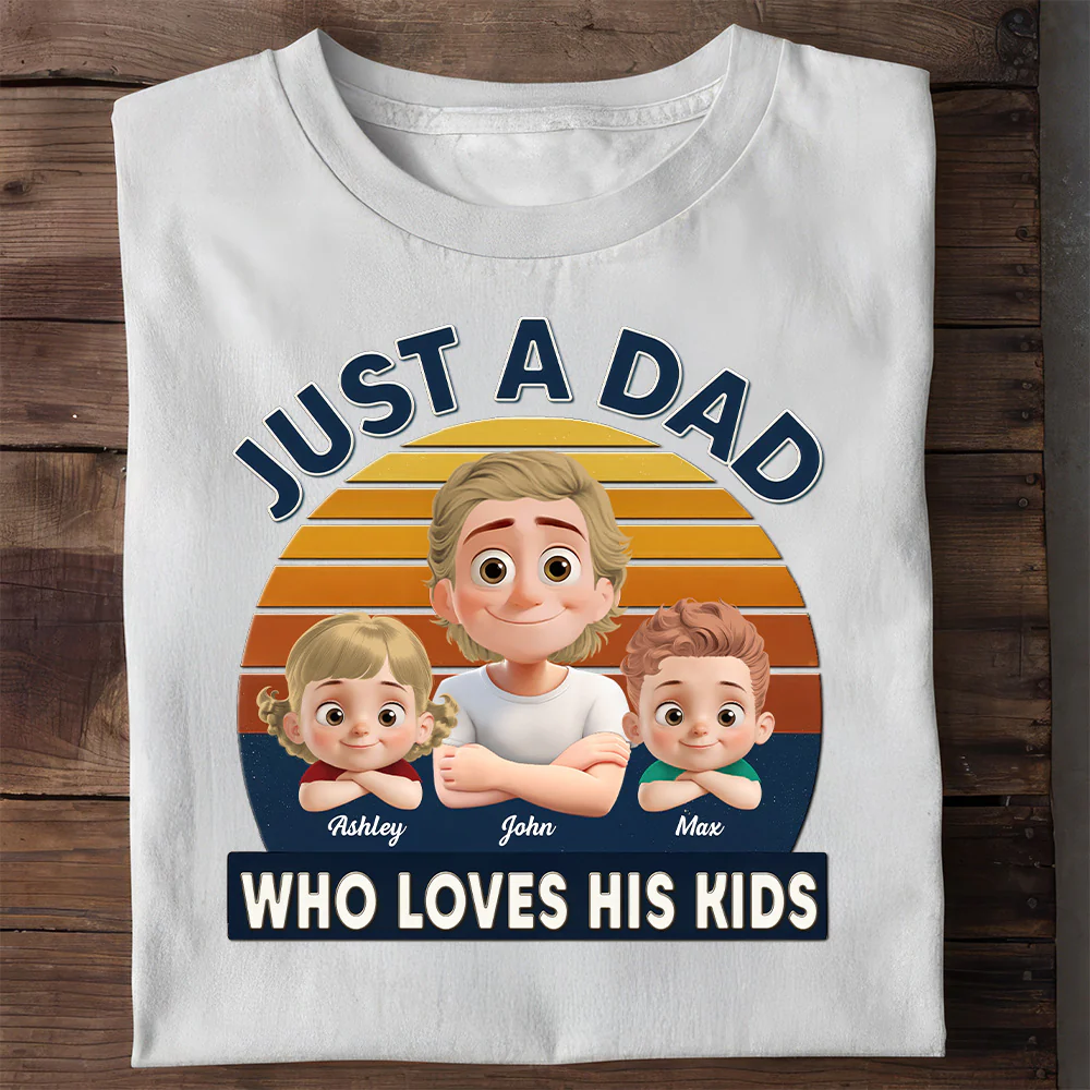 Just A Guy, Totally Owned By His Kids - Personalized Shirt - Gift For Dad, Grandpa, Father's Day | GR26 NA94 - Image 2