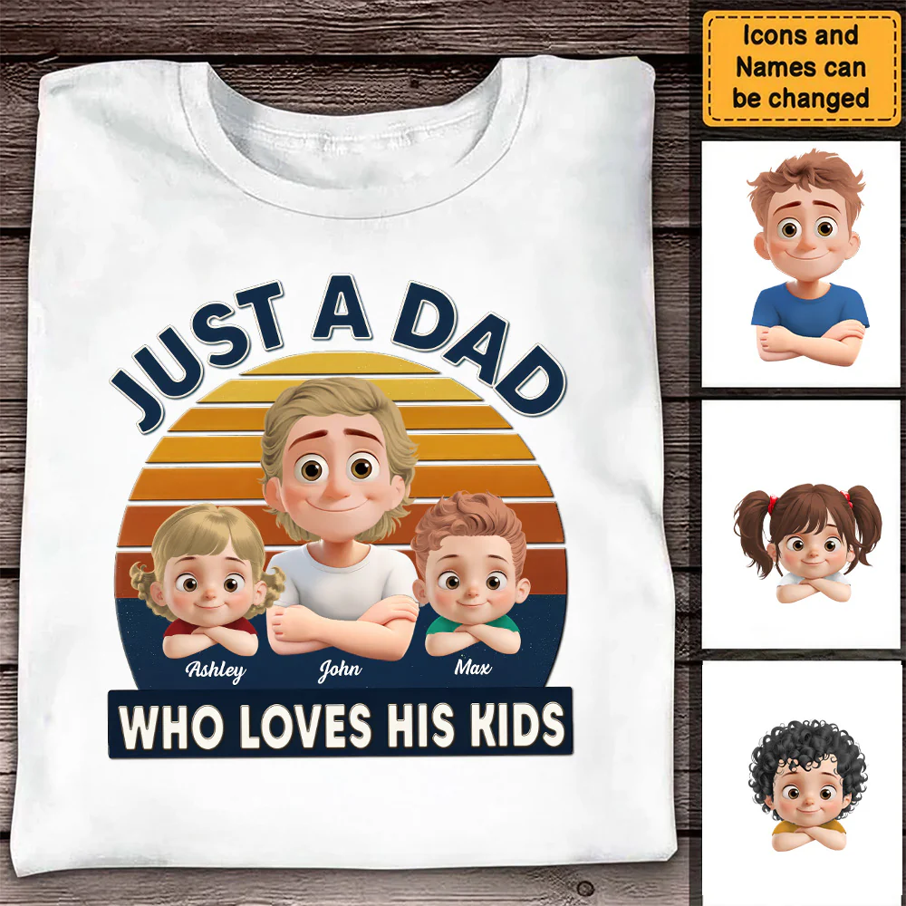 Just A Guy, Totally Owned By His Kids - Personalized Shirt - Gift For Dad, Grandpa, Father's Day | GR26 NA94 - Image 3