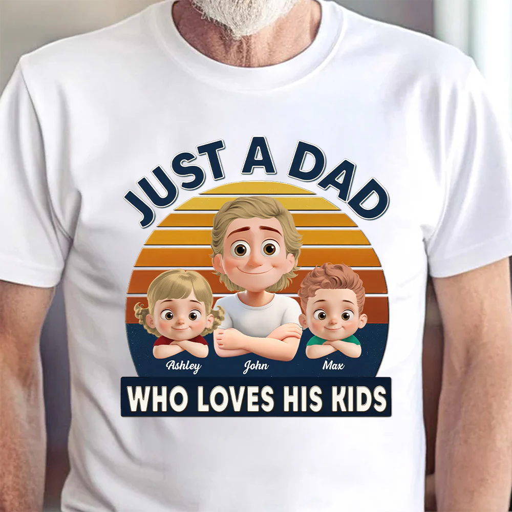Just A Guy, Totally Owned By His Kids - Personalized Shirt - Gift For Dad, Grandpa, Father's Day | GR26 NA94 - Image 5