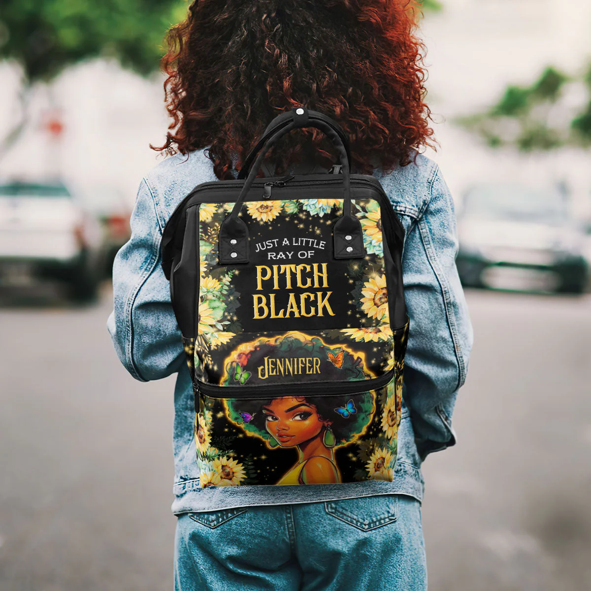 Just A Little Ray Of Pitch Black - Personalized Duckbilled Backpack - Gift For Black Queen | HH01 - Image 3