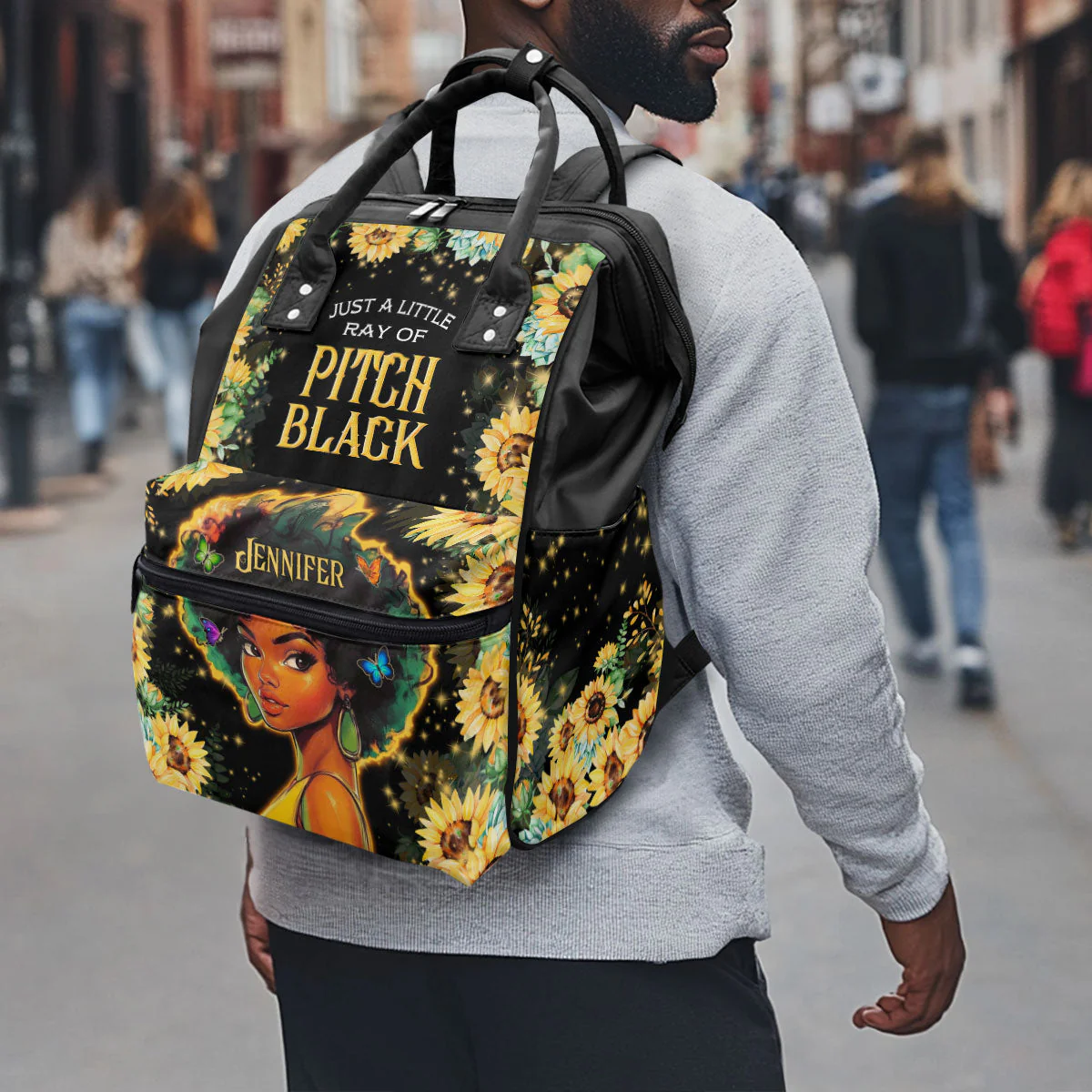 Just A Little Ray Of Pitch Black - Personalized Duckbilled Backpack - Gift For Black Queen | HH01 - Image 4