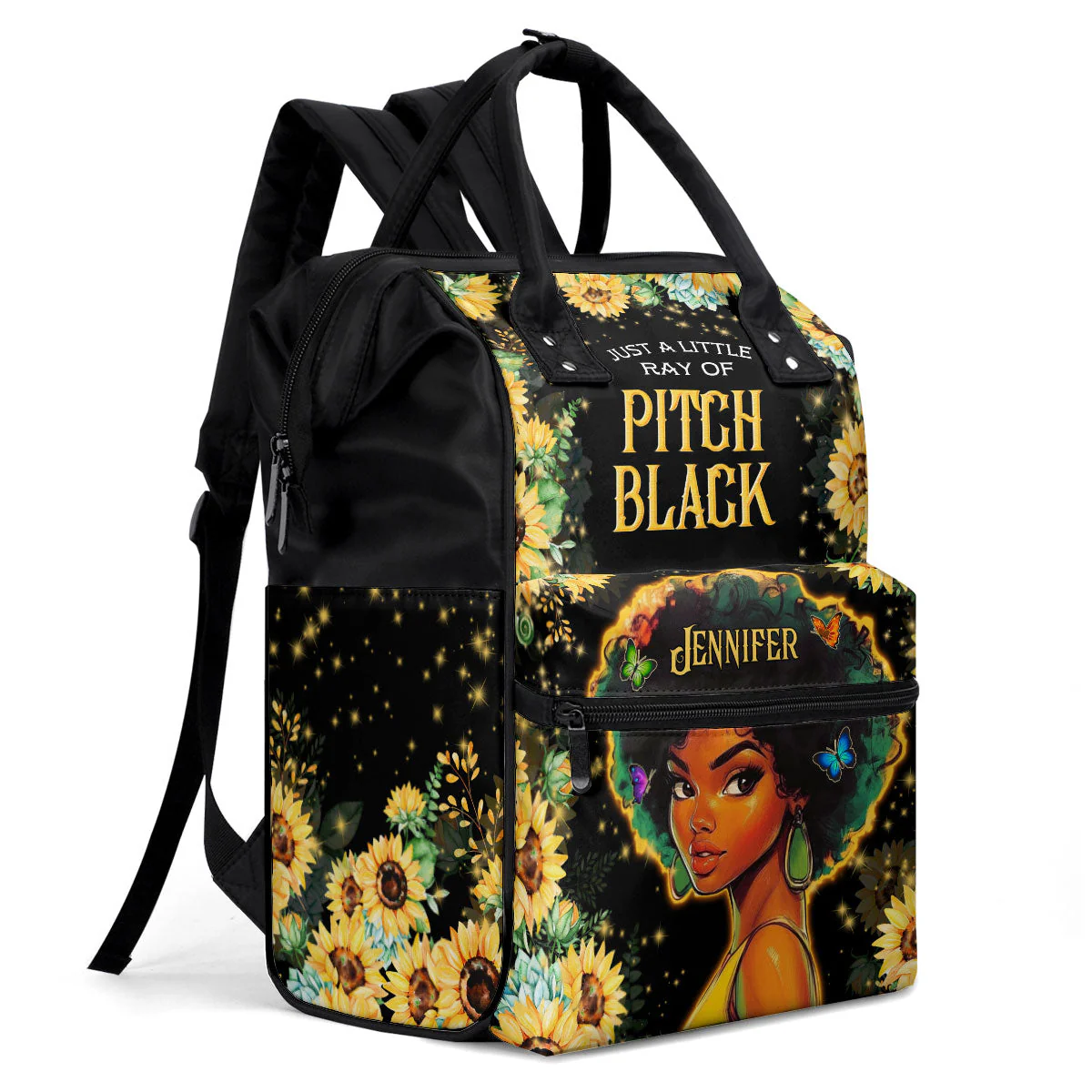Just A Little Ray Of Pitch Black - Personalized Duckbilled Backpack - Gift For Black Queen | HH01 - Image 6