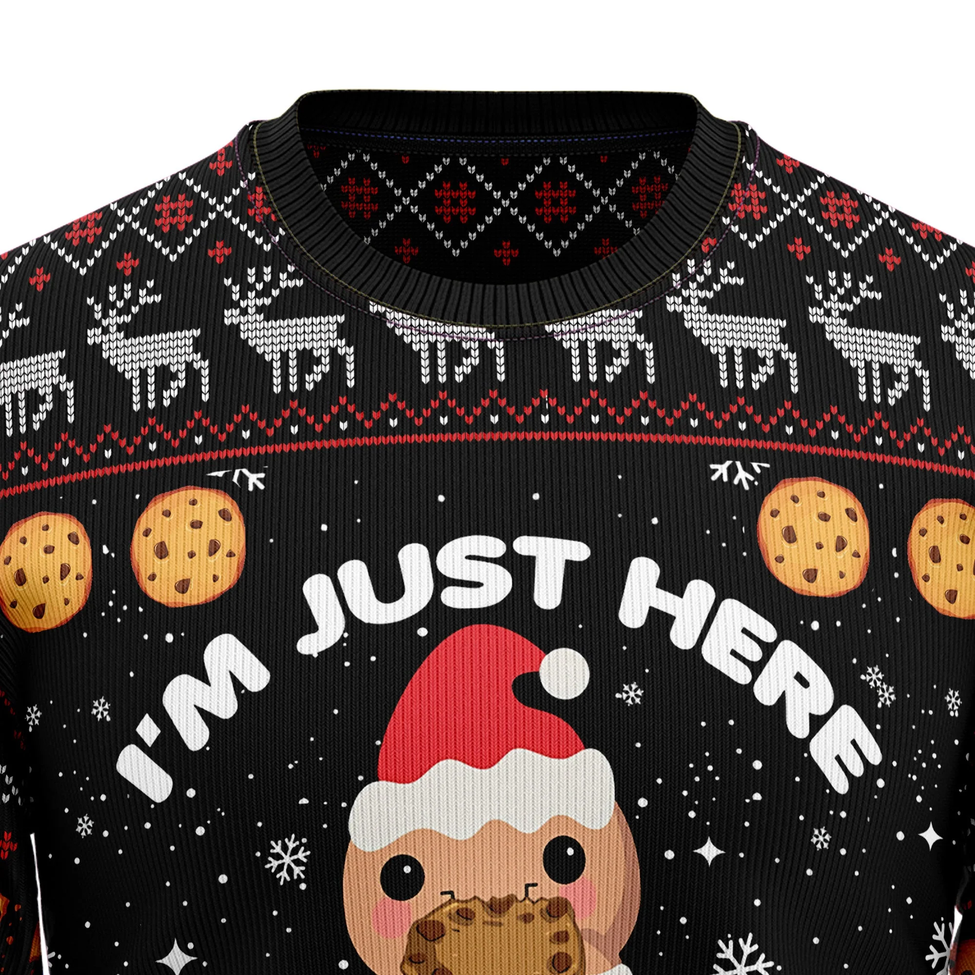 Just Here For The Cookies - Funny Ugly Christmas Sweater - Image 2