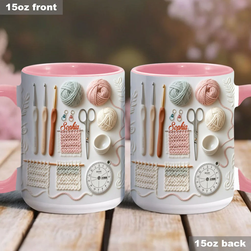 Just Love Crocheting - Personalized Accent Mug - Gift For Her HH01 - Image 3
