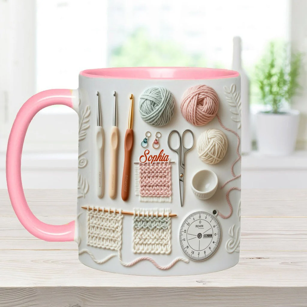 Just Love Crocheting - Personalized Accent Mug - Gift For Her HH01 - Image 5