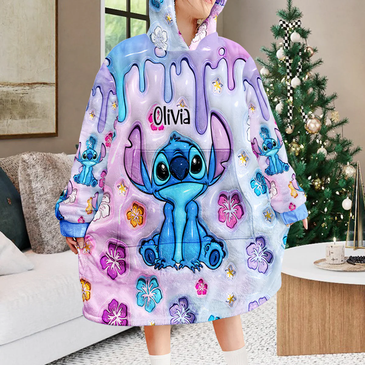 Just Love Sti (Ver 2) - Personalized 3D Inflated Effect Christmas Blanket Hoodie HH01