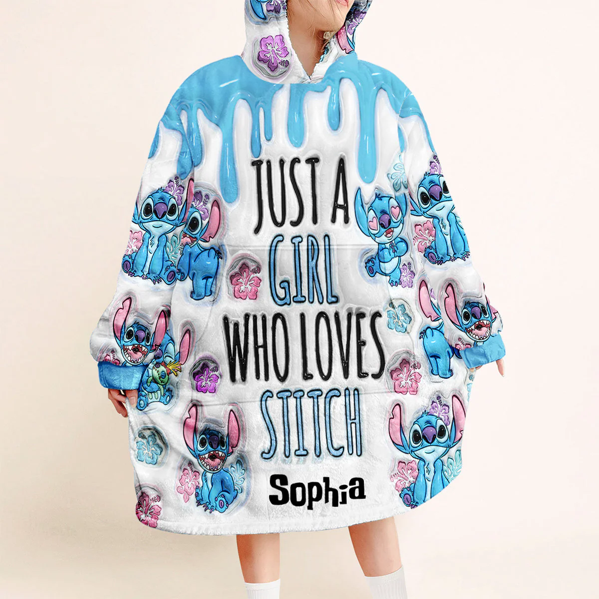 Just Love Sti (Ver 7) - Personalized 3D Inflated Effect Christmas Blanket Hoodie HH01 - Image 2