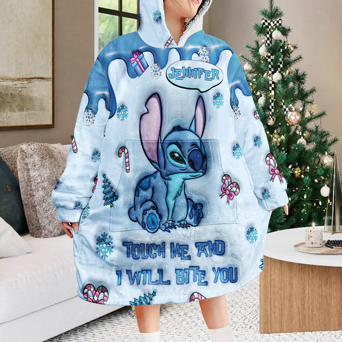 Just Love Sti (Ver 8) - Personalized 3D Inflated Effect Christmas Blanket Hoodie HH01
