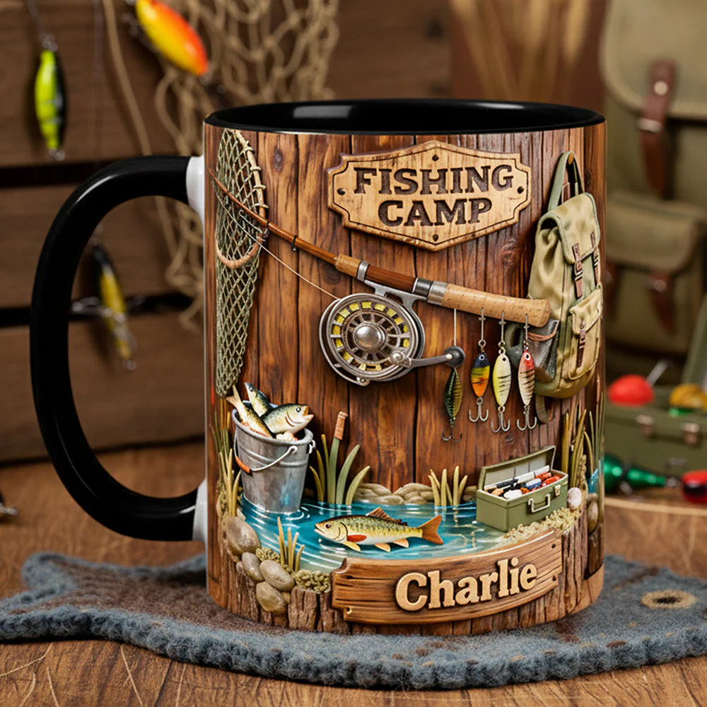 Just Loves Fishing - Personalized Accent Mug - Gift For Fishing Lovers HH01