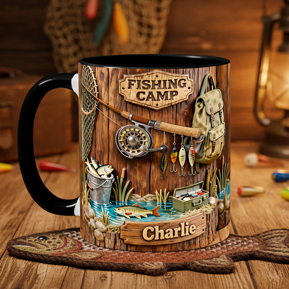 Just Loves Fishing - Personalized Accent Mug - Gift For Fishing Lovers HH01 - Image 2