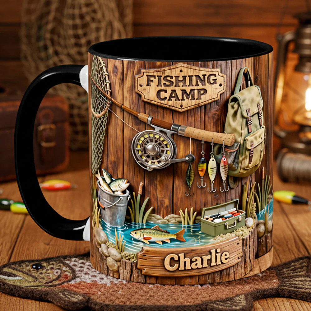 Just Loves Fishing - Personalized Accent Mug - Gift For Fishing Lovers HH01 - Image 3