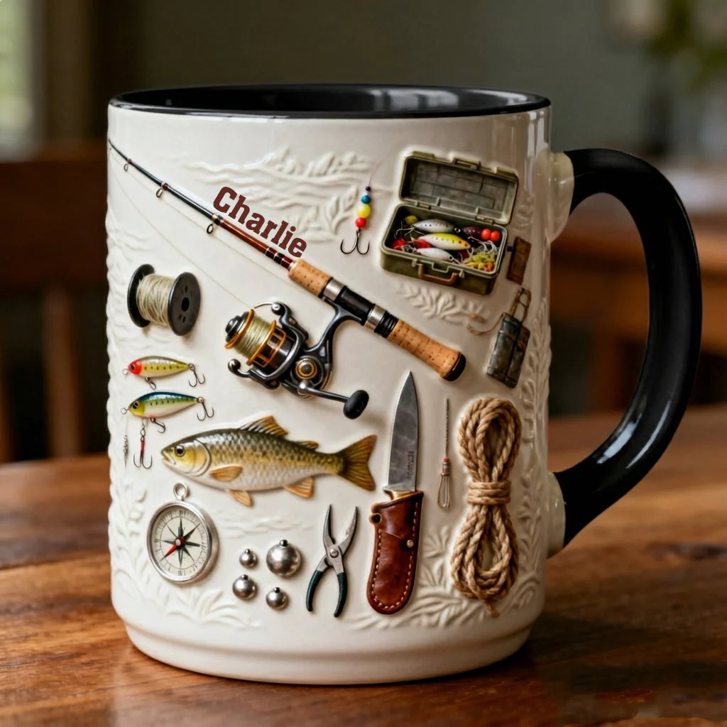 Just Loves Fishing - Personalized Accent Mug HH01