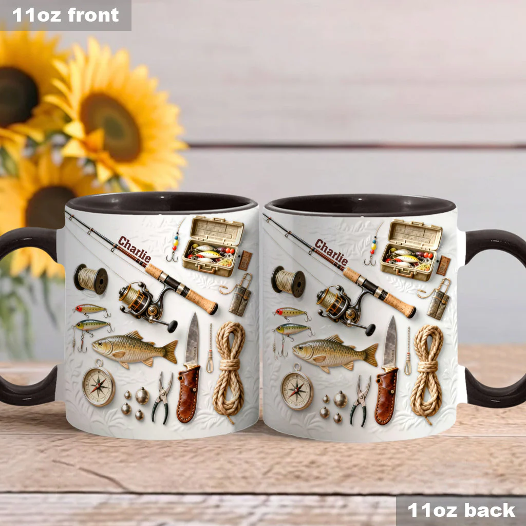 Just Loves Fishing - Personalized Accent Mug HH01 - Image 2