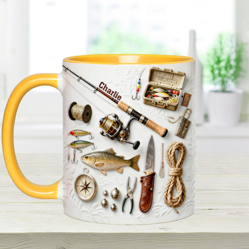 Just Loves Fishing - Personalized Accent Mug HH01 - Image 4