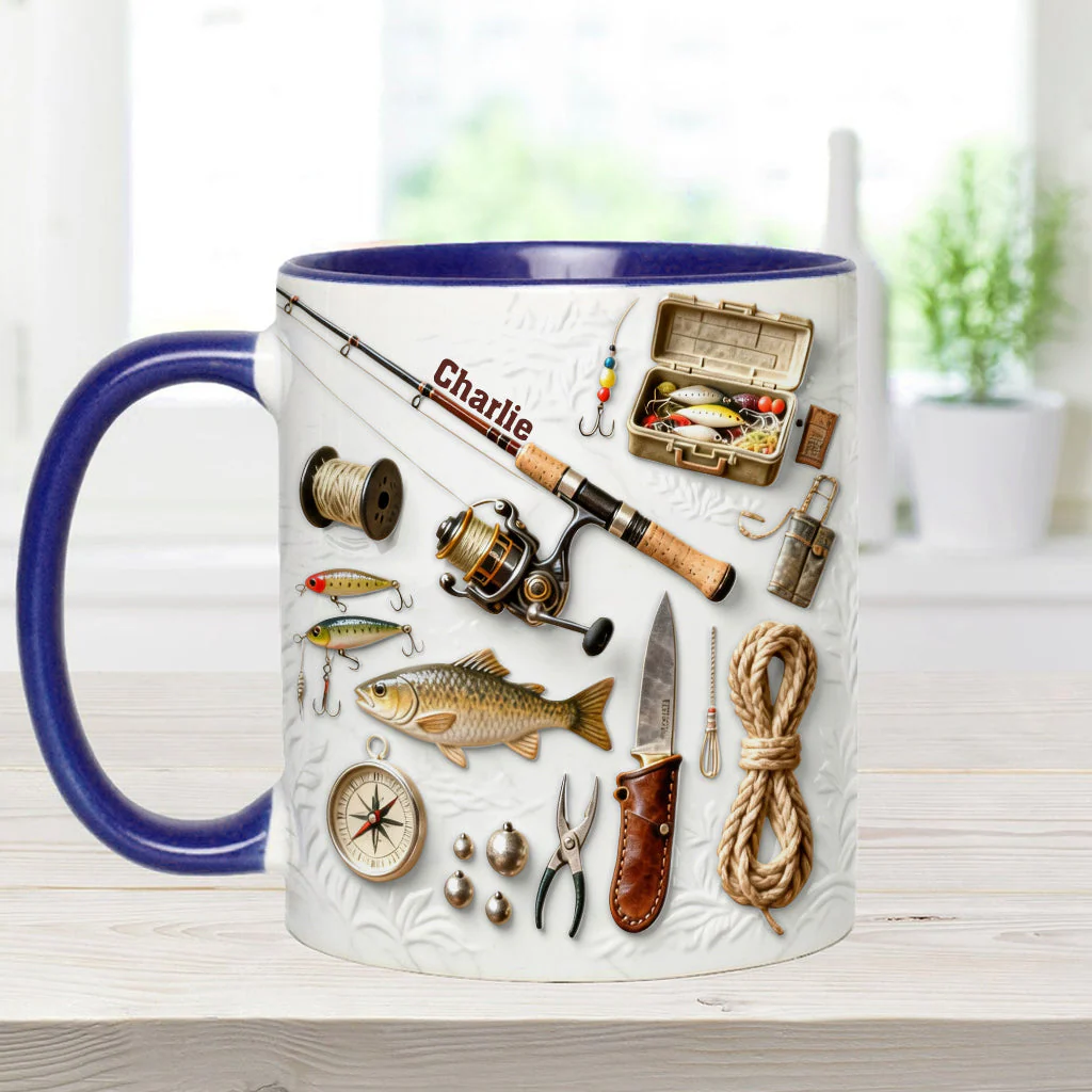 Just Loves Fishing - Personalized Accent Mug HH01 - Image 5