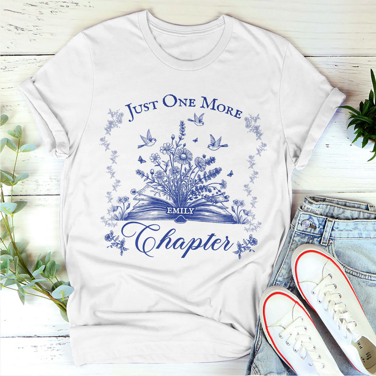 Just One More Chapter - Personalized T-shirt - Gift For Book Lover, Reader, Her HH01 - Image 2