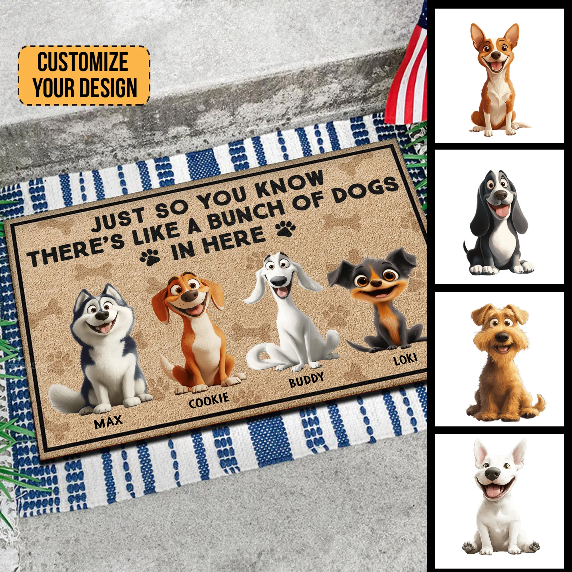 Just So You Know There's Like A Bunch Of Dogs In Here Caroon Dog - Personalized Doormat - Gift for Pet Owners, Pet Lovers, Dog Mom, Dog Dad | CLP15 NH96 - Image 4