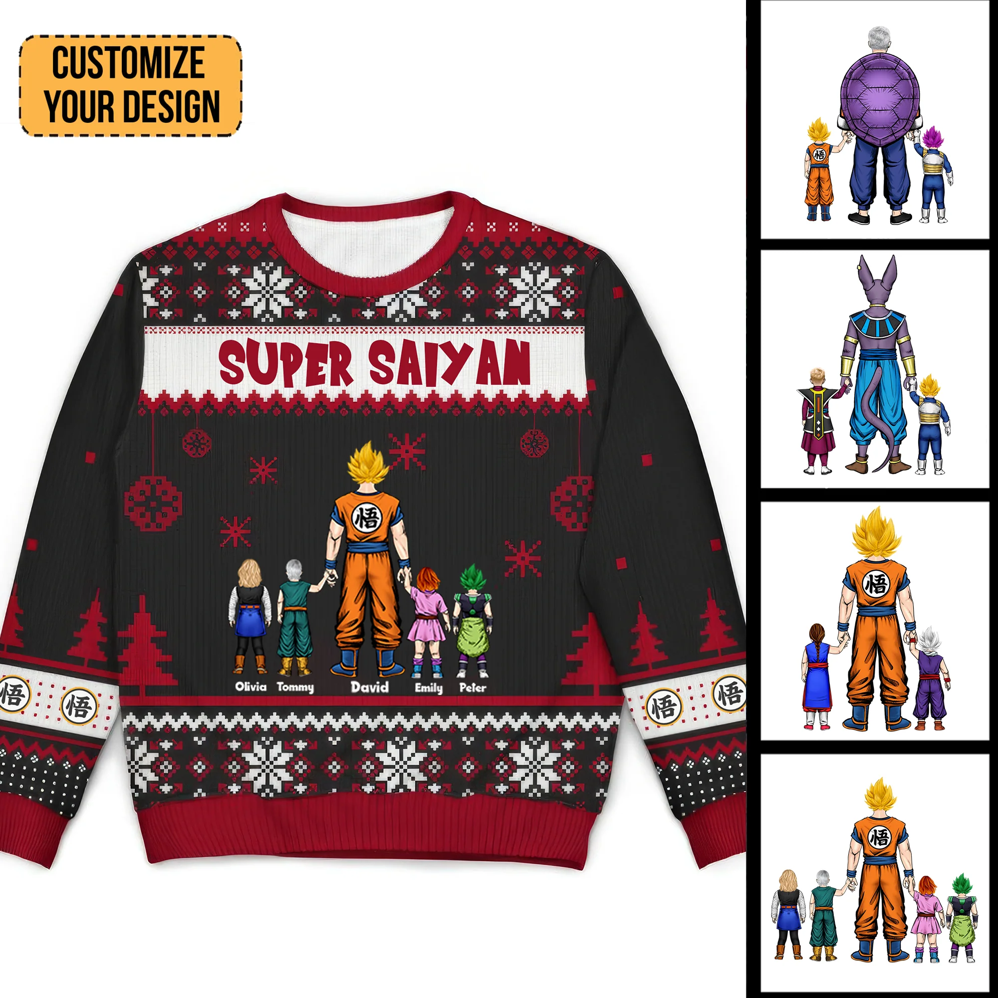 Dragon Ball Kamekameha Super Dad With Us - Personalized Ugly Sweatshirt - Gift for Dad, Grandpa, Husband CL03 NA94 - Image 2
