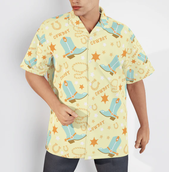 Kentucky Derby Cowboys Rodeo Yellow Hawaiian Shirts For Men, Women - Image 2