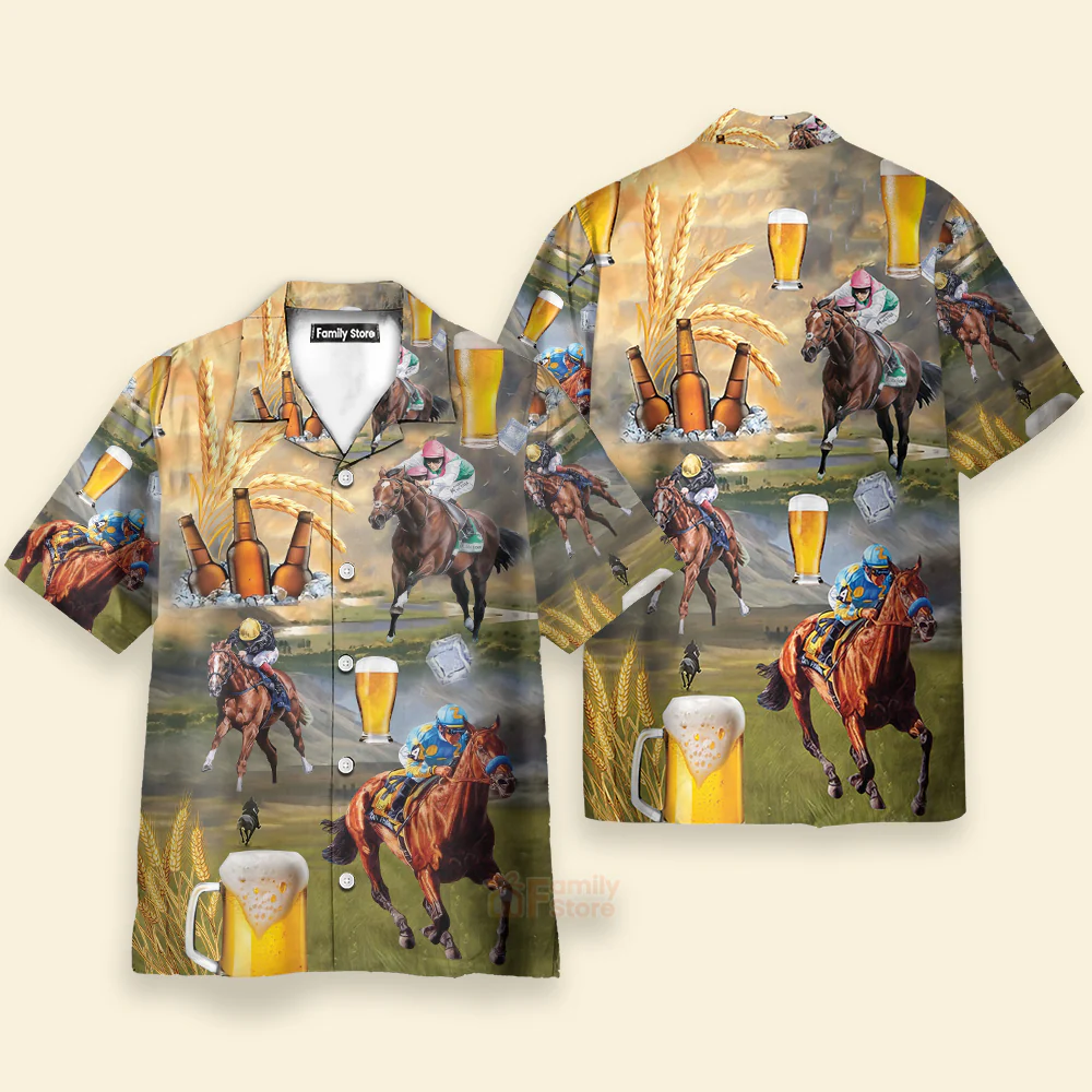Kentucky Derby Horse Racing Beer Hawaiian Shirt - Image 3