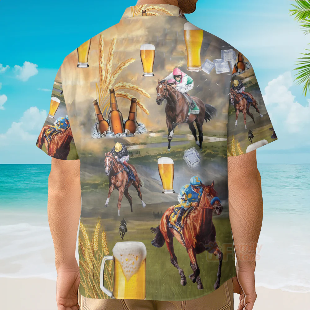 Kentucky Derby Horse Racing Beer Hawaiian Shirt - Image 5