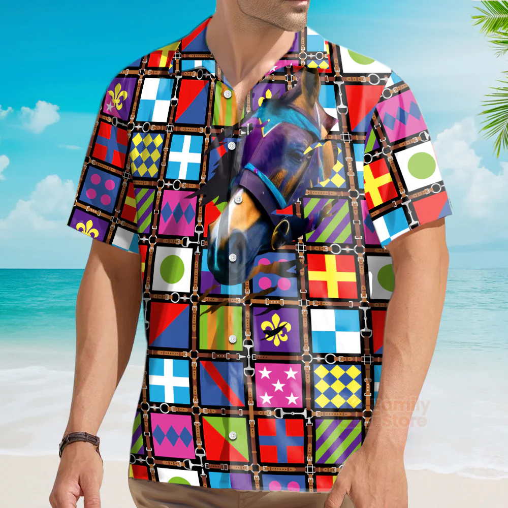Kentucky Derby Purple Talk Derby To Me Racing Horse Hawaiian Shirts - Image 3