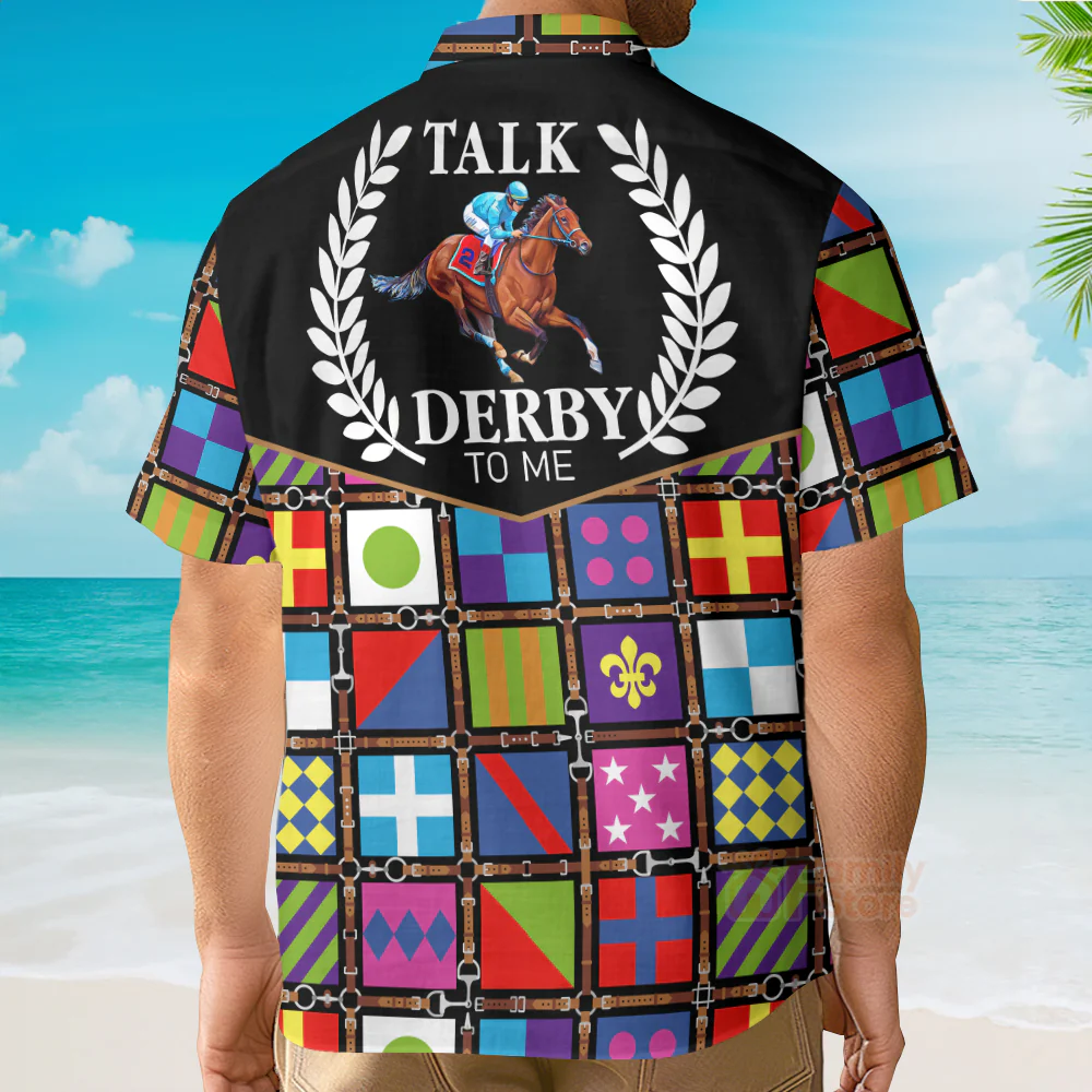 Kentucky Derby Purple Talk Derby To Me Racing Horse Hawaiian Shirts - Image 4