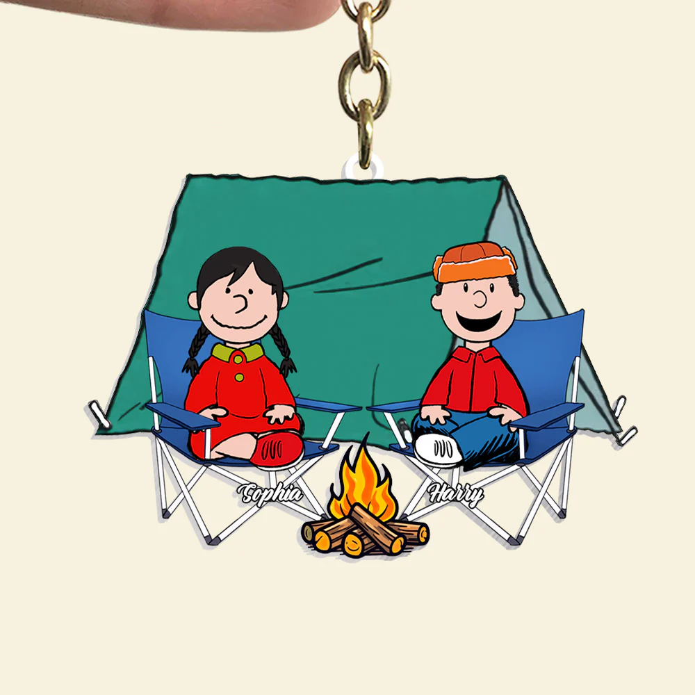 Keys To Happy Camper Peanut - Personalized Keychain - Gift For Camping Couple, Husband Wife | GR11 NH96 - Image 2