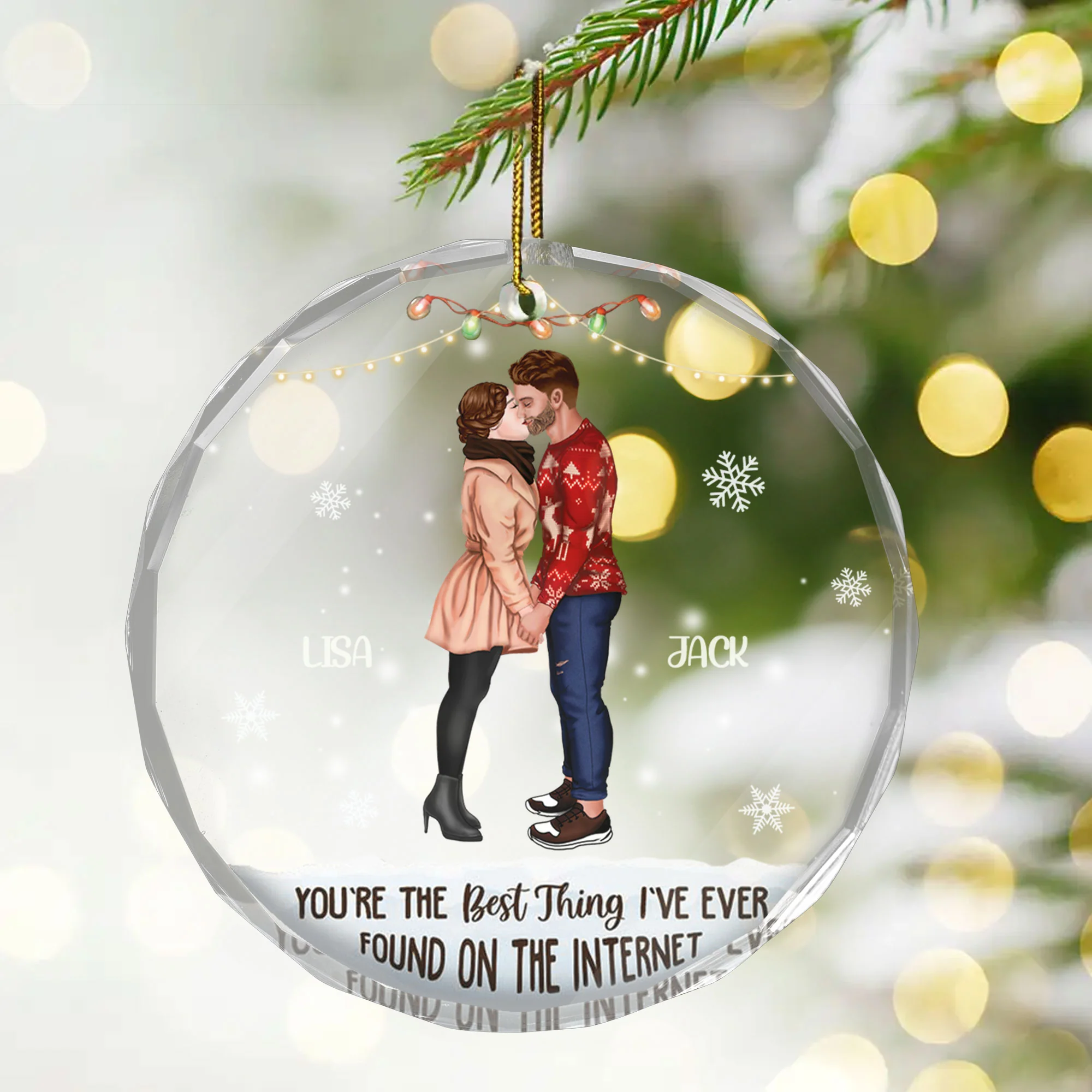Kissing Couple Best Thing On The Internet - Gift for Couples, Wedding - Personalized Glass Ornament - CL30 - Image 3