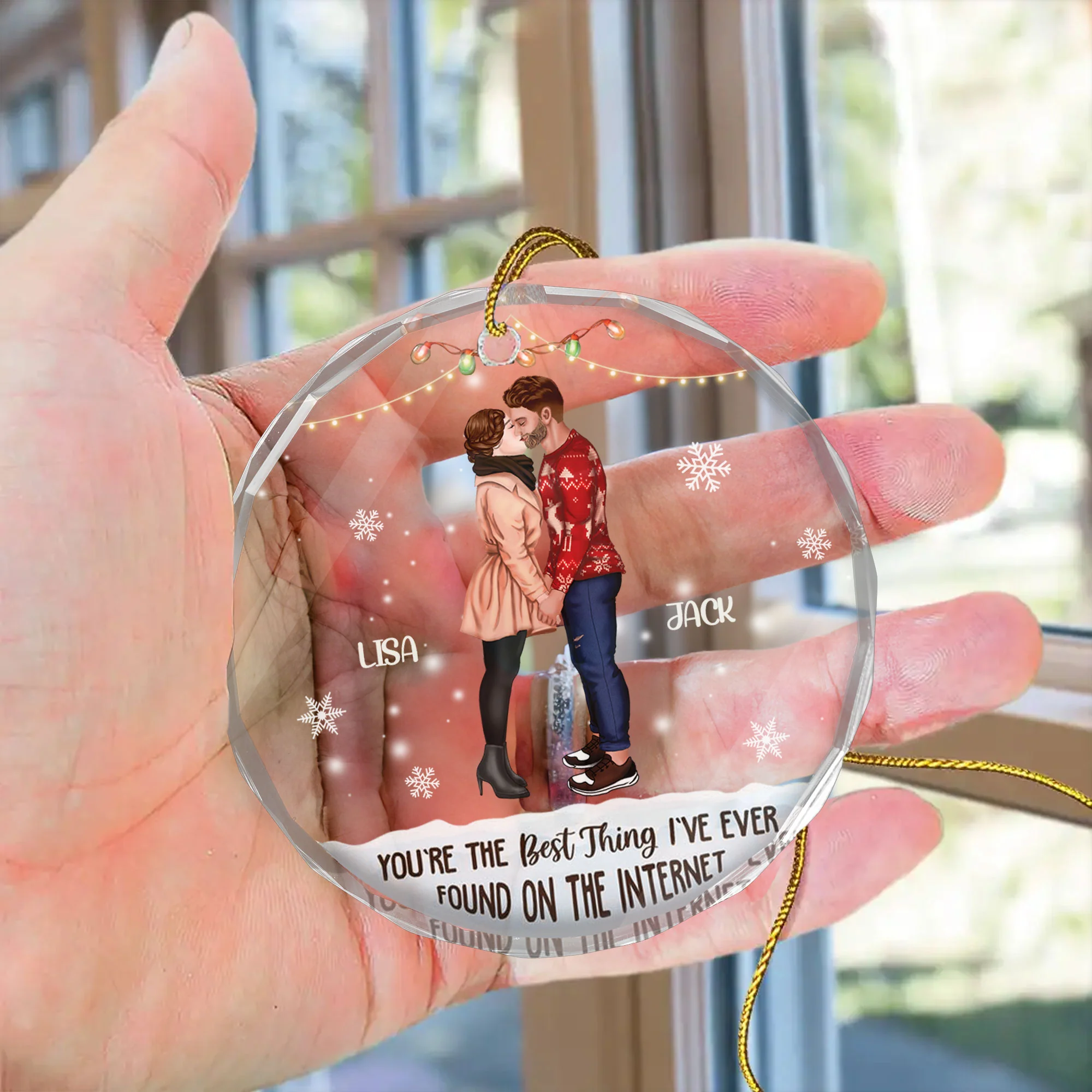 Kissing Couple Best Thing On The Internet - Gift for Couples, Wedding - Personalized Glass Ornament - CL30 - Image 4