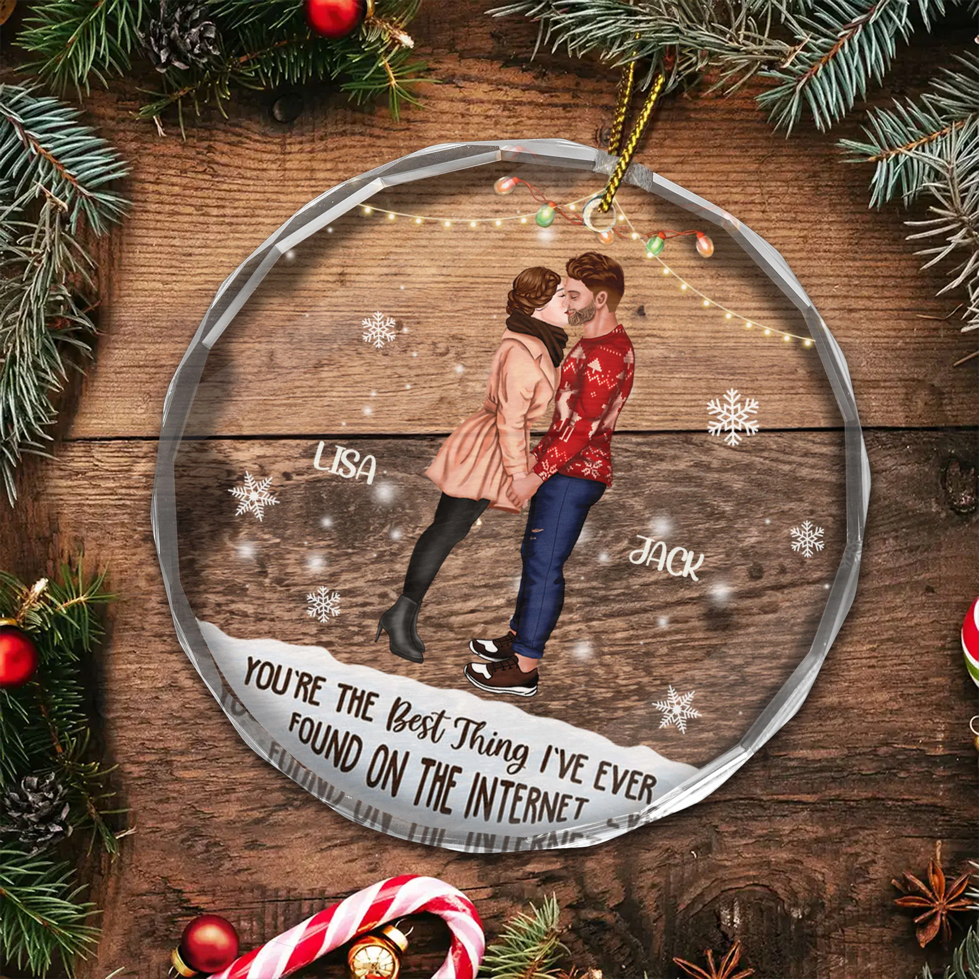 Kissing Couple Best Thing On The Internet - Gift for Couples, Wedding - Personalized Glass Ornament - CL30 - Image 5