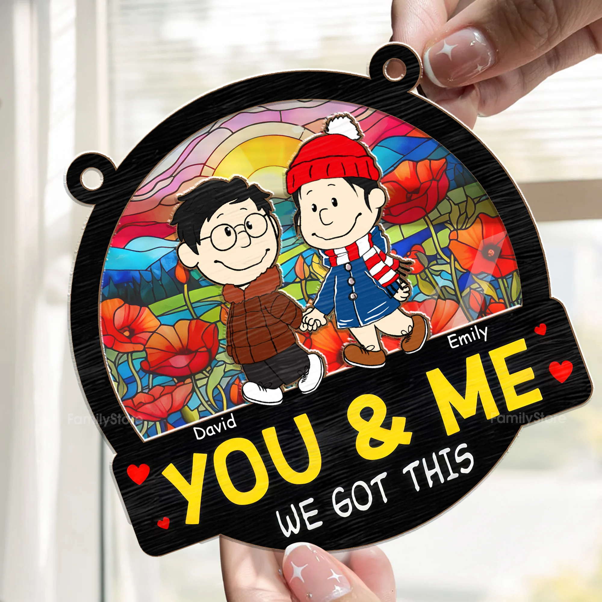 Kissing You In The Sunset You And Me We Got This Peanut - Personalized  Window Hanging Window Hanging Suncatcher Ornament - Gift For Couple, Husband Wife - CL43 NH96 - Image 2
