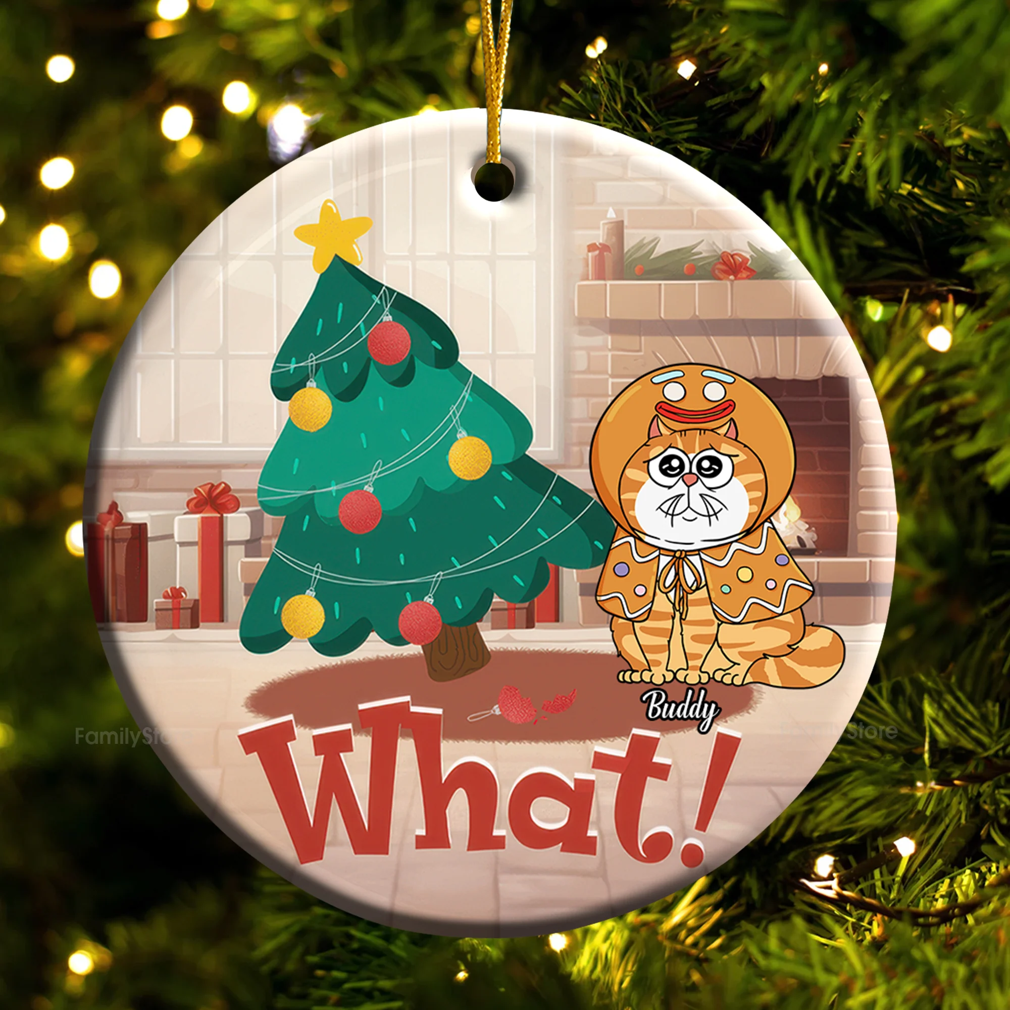 Knocked Down The Christmas Tree - Gift For Cat Lover, Pet Lovers - Personalized Ceramic Ornament - CLP03 NH96 - Image 4