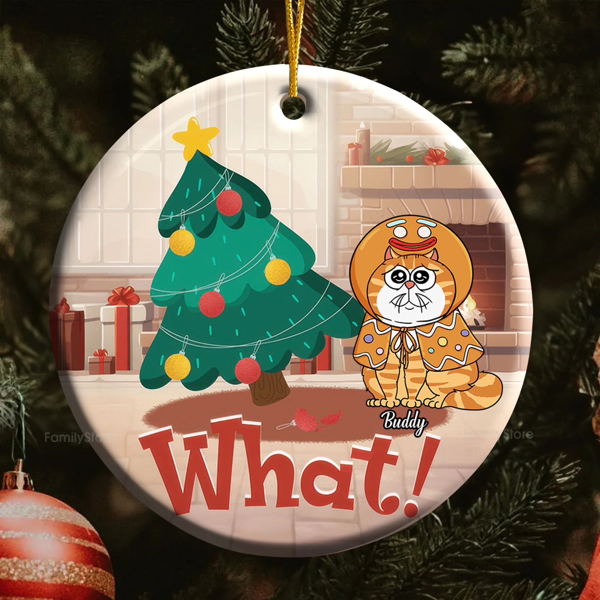 Knocked Down The Christmas Tree - Gift For Cat Lover, Pet Lovers - Personalized Ceramic Ornament - CLP03 NH96 - Image 5