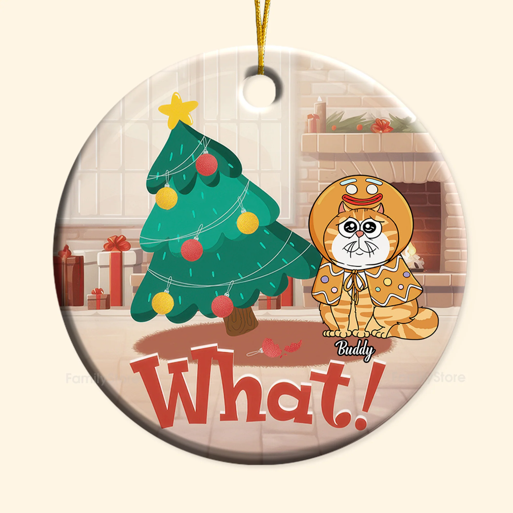 Knocked Down The Christmas Tree - Gift For Cat Lover, Pet Lovers - Personalized Ceramic Ornament - CLP03 NH96 - Image 6