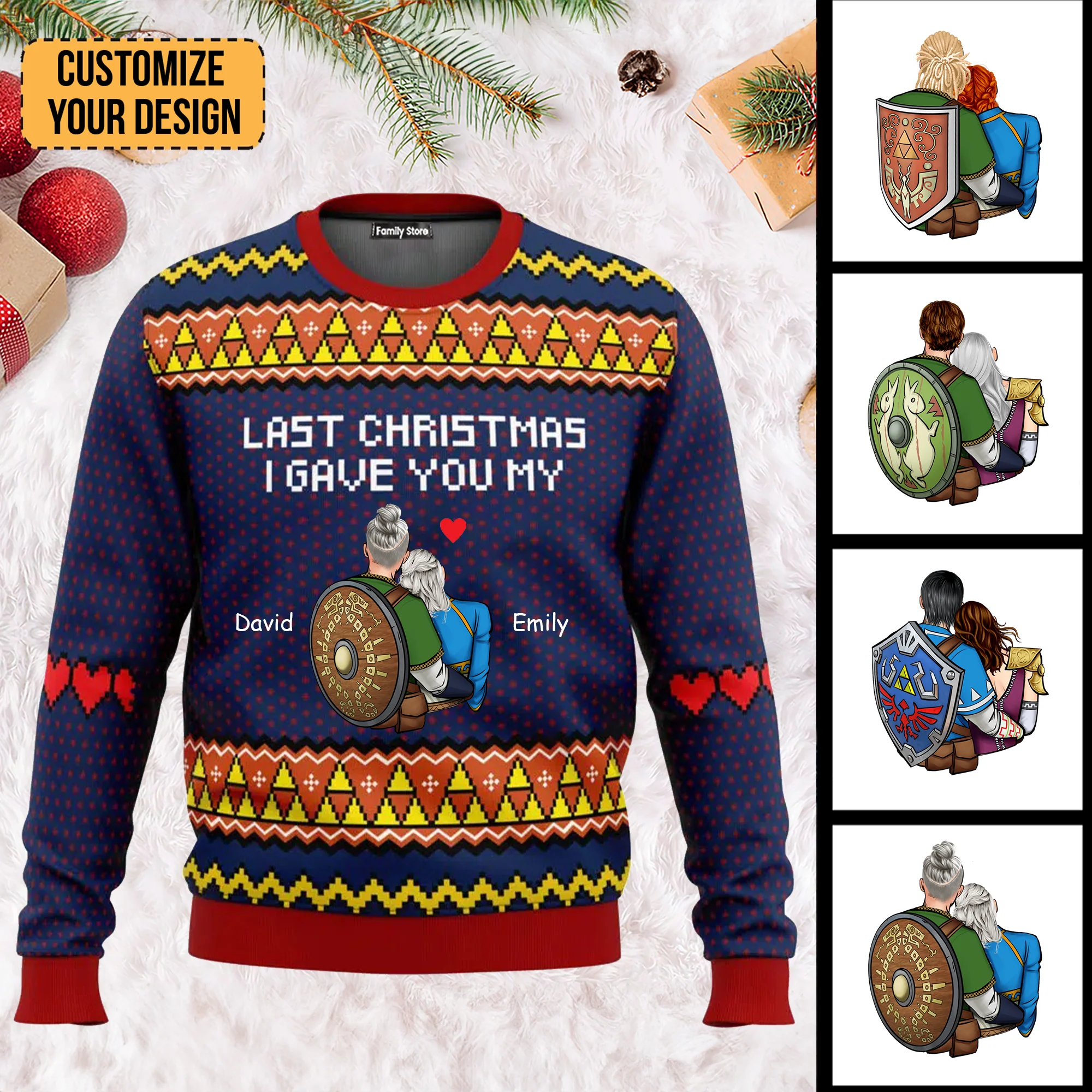 Last Christmas I Gave You My Heart Zelda - Personalized Ugly Sweatshirt - Gift For Couple, Husband Wife, AnniversaryCL32 NH96 - Image 2